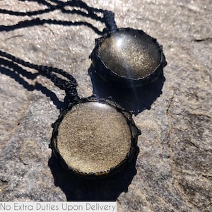 Gold - Black Obsidian Necklace, Healing Crystals & Protecting Jewelry, Large Pendant Necklace, Husband Birthday Gift
