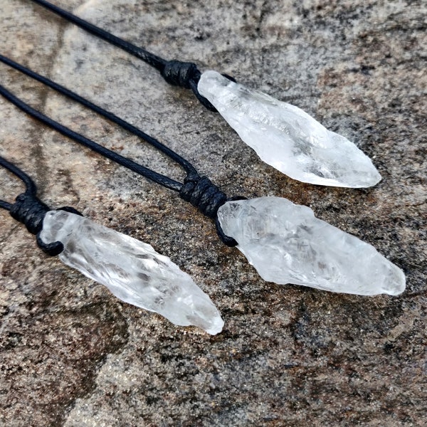 Raw Quartz Necklace, Natural Crystal Jewelry, Clear Quartz Point Pendant, Spiritual Gifts for Friend