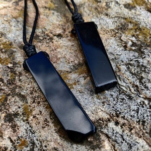 Black Obsidian Necklace, Men&#39;s Jewelry, Protection Amulet, Black Gem Pendant, Spiritual Gift for Boyfriend