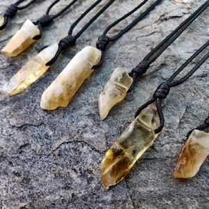 Citrine Pendant Necklace, Citrine Crystal Jewelry, November Birthstone Necklace for Men and Women, Good Luck Gifts for Him & Her