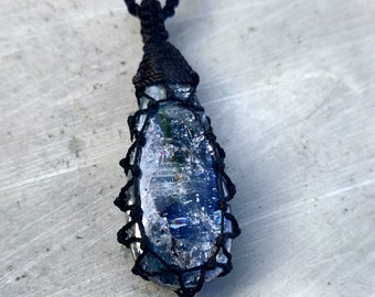 Blue Kyanite Pendant Necklace for Women & Men, Necklace for Boyfriend, Dark Blue Pendant, Stone Necklace, Spiritual Healing Crystals Pendant