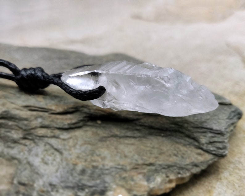 Spiritual Gifts for Friend Natural Crystal Jewelry Clear Quartz Point Pendant Raw Quartz Necklace
