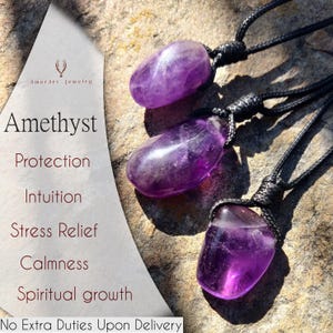 Purple Amethyst Pendant, Empath Protection Necklace, Amethyst Necklace for Women and Men, Aquarius & Pisces Gift for Birthday