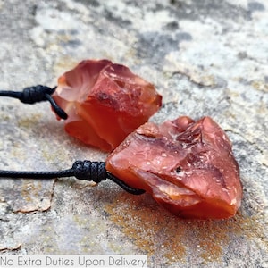 Natural Raw Carnelian Necklace, Confidence Crystal Pendant, Orange-Red Stone Necklace, Raw Gemstone Jewelry, Carnelian Crystal Necklace