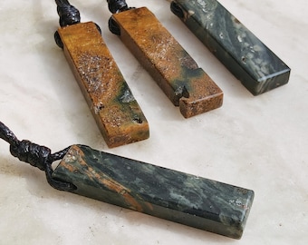 Semi Raw Ocean Jasper Necklace with Natural Stone, Emotional Healing Crystal Pendant & Spiritual Jewelry, Stress Relief Gifts