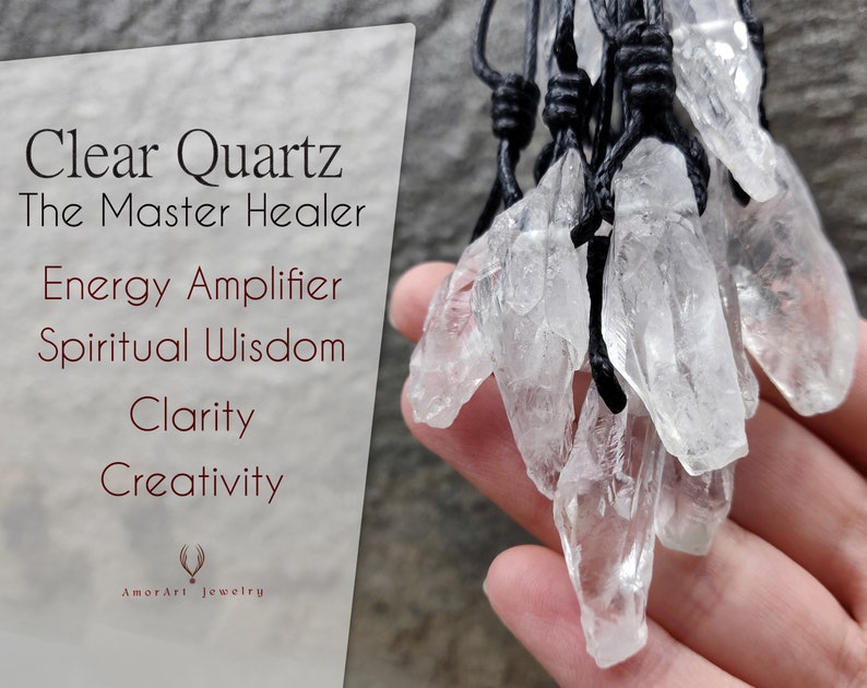 Spiritual Gifts for Friend Natural Crystal Jewelry Clear Quartz Point Pendant Raw Quartz Necklace