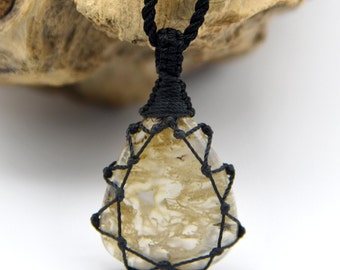 Macrame Moss Agate Necklace, Natural Gemstone Jewelry, Unique Crystal Pendant Necklace, Nature Lover Gift for Friend
