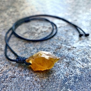 Verstelbare citrien ketting voor mannen of vrouwen, ruwe citrien hanger, november geboortesteen sieraden, welvaart en geluk geschenken