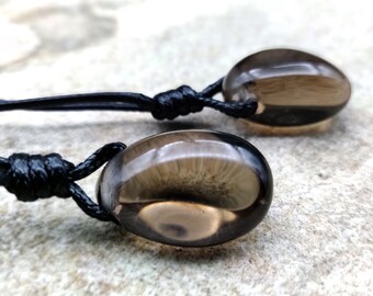 Smoky Quartz Necklace // Smokey Quartz Crystal Pendant, Chunky Gemstone Jewelry,  Large Bead Necklace, Stress Relief Gift for Men / Women