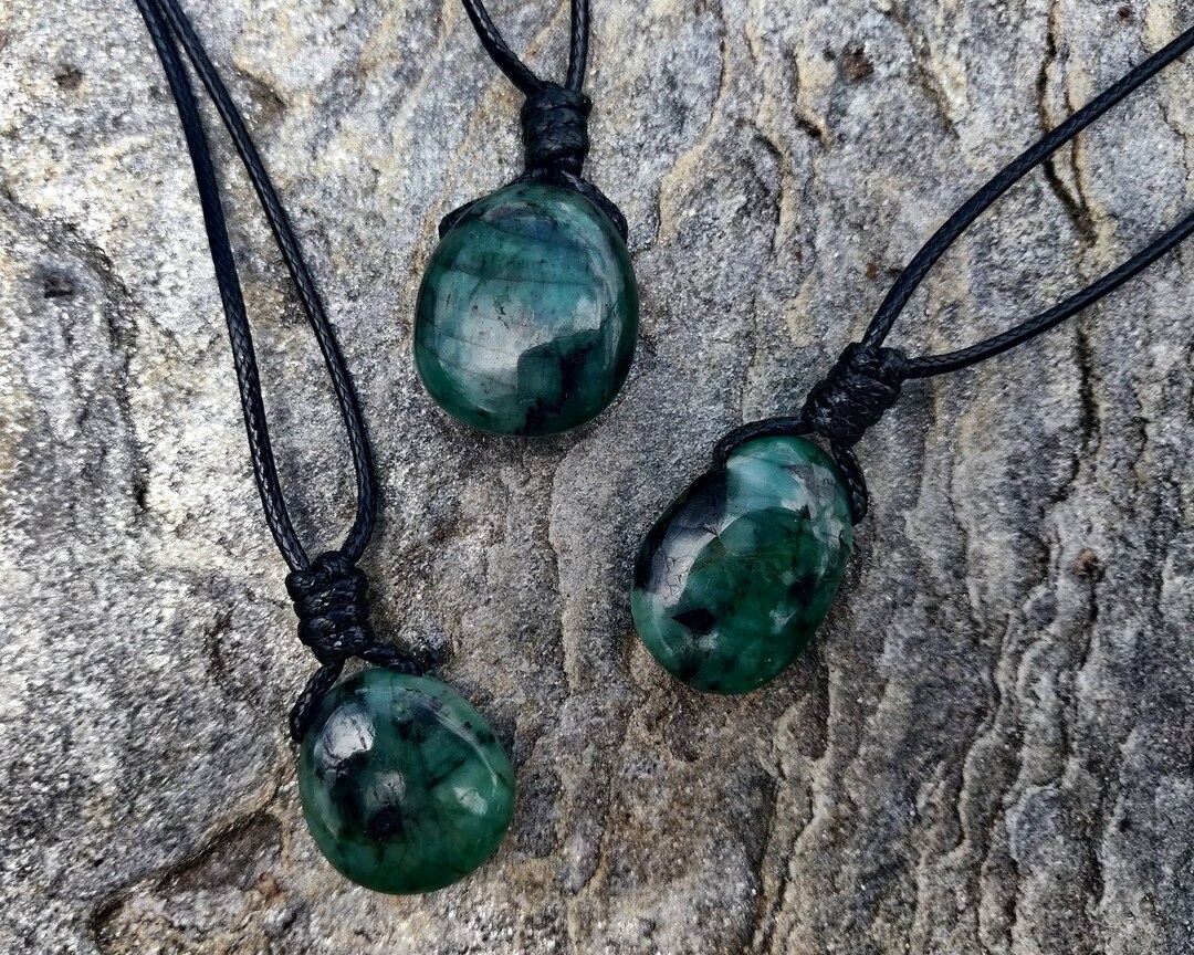 Natural Emerald Necklace Women // Men Stone Jewelry Emerald - Etsy