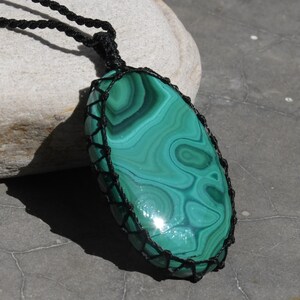 Large Green Malachite Stone Jewelry, Women&#39;s / Men&#39;s Necklace Pendant, Adjustable Malachite Necklace, Birthday Gifts for Him / Her