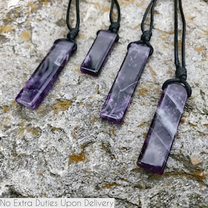Men's Amethyst Necklace, Purple Stone Pendant, Anxiety Jewelry, Stress Relief Gifts