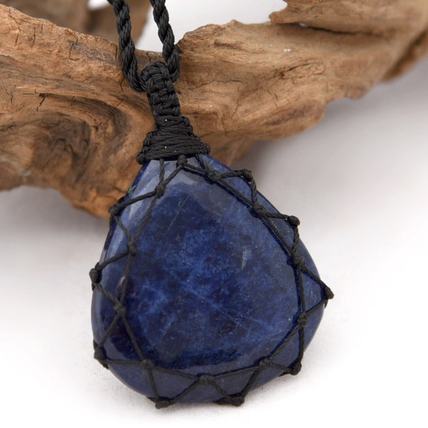 Large Sodalite Necklace, Men's Jewelry, Sagittarius Stone Pendant- Sagittarius Gift, December Birthstone Necklace, Birthday Gift for Husband