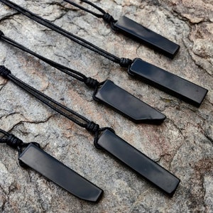 Obsidian Crystal Pendant Necklace For Men, Protection Stone Pendant, Spiritual Jewelry, Birthday Gift for Him / Her, Black Obsidian Necklace