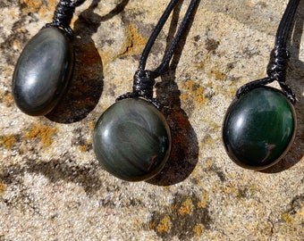 Rainbow Obsidian Necklace, Crystal Jewelry for Women & Men