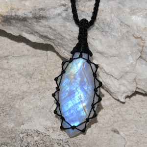 Natural Moonstone Necklace, June Birthstone Gifts for Women and Men, Witchy Crystal Jewelry & Meditation Pendant