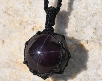 Collar de granate, joyería de granate estrella almandino, piedra natal de enero, colgante de granate para hombre/joyería para mujer, colgante de piedra rara, regalos para Acuario