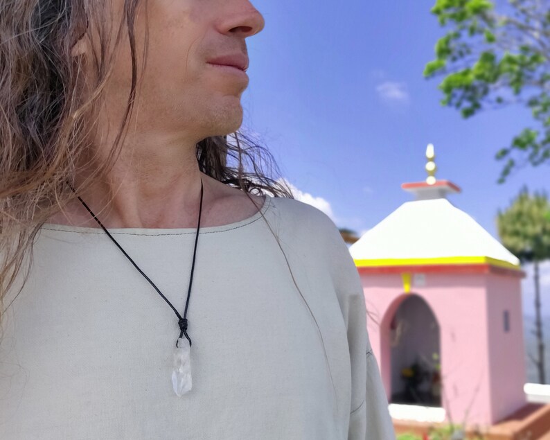 Spiritual Gifts for Friend Natural Crystal Jewelry Clear Quartz Point Pendant Raw Quartz Necklace