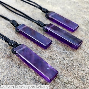Natural Amethyst Necklace, Dark Purple Pendant, Empath Protection Healing Crystal Jewelry, Stress Relief & Relaxation Gifts for Women / Men