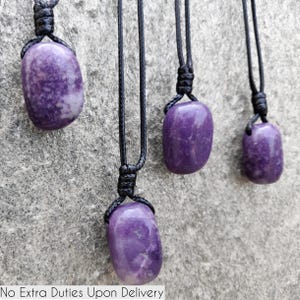 Purple Lepidolite Necklace for Women and Men, Healing Crystal Pendant, Anxiety Relief & Stress Relief Gift, Natural Gemstone Jewelry