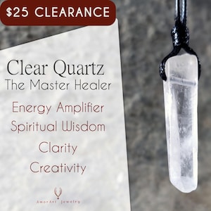 Crystal Clear Quartz Necklace, Energy Healing Jewelry, Raw Quartz Pendant, Metaphysical Gifts for Men