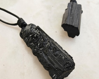 Raw Black Tourmaline Necklace for Men and Women, Genuine Crystal Jewelry, Black Necklace, Protection Necklace, Birthday Gifts for Him/ Her