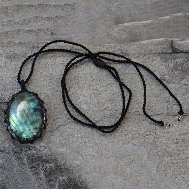 Unique Labradorite Necklace, Iridescent Natural Crystal Jewelry for Healing, Large Pendant, Birthday Gift for Her / Him image 6