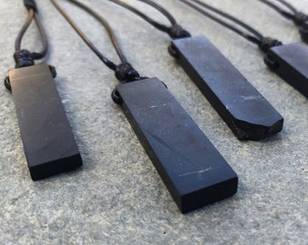 Shungite Necklace, Men's Pendant, EMF Protection Jewelry for Him, Surfer Gift for Friend, Spiritual Birthday Gift