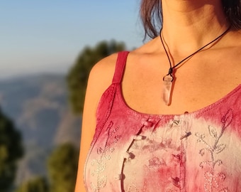 Pink Rose Quartz Crystal Necklace, Love Stone Jewelry, Women's Gemstone Pendant, Romantic Gifts for Her