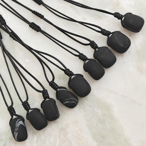 Genuine Shungite Necklace, EMF Blocking Crystal Pendant, Energy Healing Jewelry, Negativity Release & Protection Necklace, Viking Gifts Idea