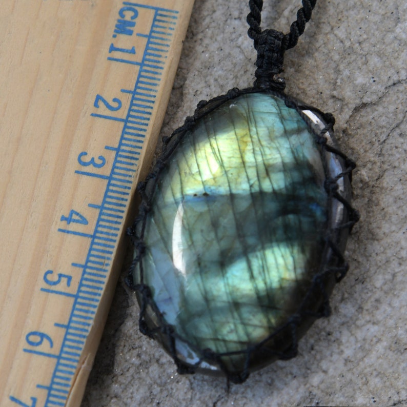 Unique Labradorite Necklace, Iridescent Natural Crystal Jewelry for Healing, Large Pendant, Birthday Gift for Her / Him image 5
