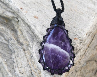 Chevron Amethyst Pendant for Men & Women, Purple Crystal Necklace, February Birthstone Jewelry, Boyfriend Birthday Gift / Valentine's Day