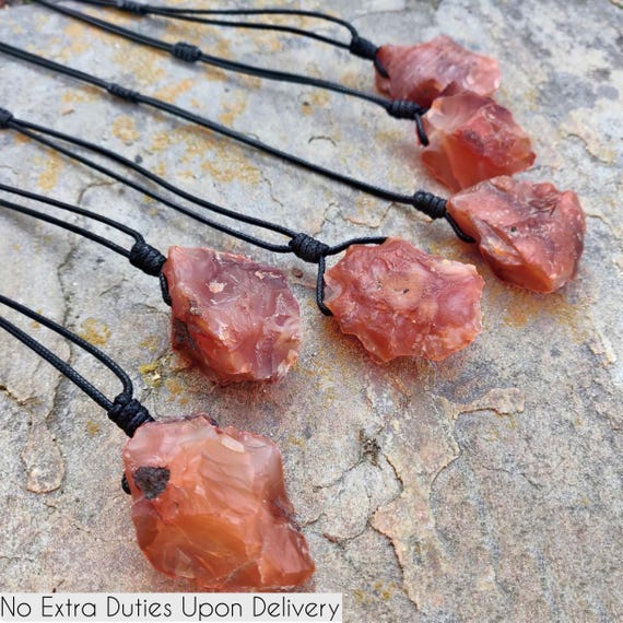 Large Natural Carnelian Necklace for Men and Women, Real Raw
