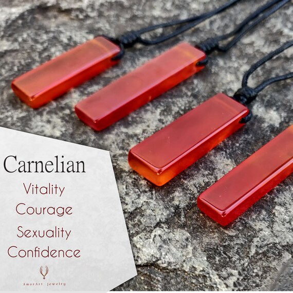 Carnelian Pendant, Healing Crystal Necklace, Yoga Jewelry for Men,  Spiritual Gifts for Boyfriend