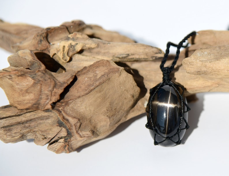 Black Star Diopside Pendant Black Stone Necklace Men/'s Necklace Celestial Jewelry Husband Gifts for Birthday