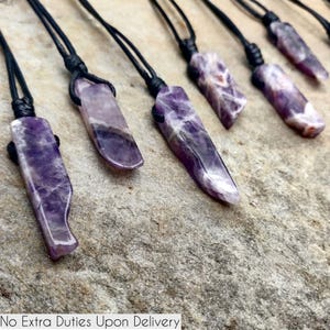 Chevron Amethyst Pendant, Protection Crystal Necklace for Women and Men, February Birthstone Necklace Aquarius & Pisces Gifts