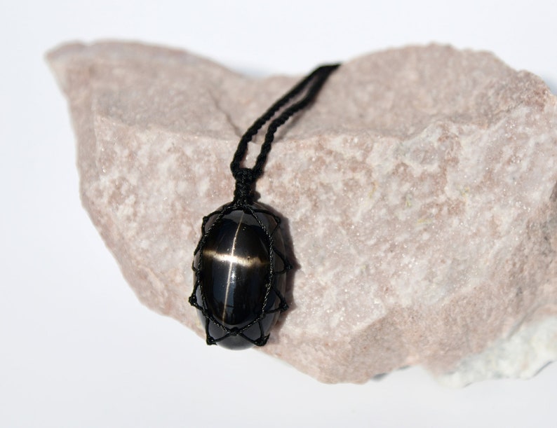 Black Star Diopside Pendant Black Stone Necklace Men/'s Necklace Celestial Jewelry Husband Gifts for Birthday