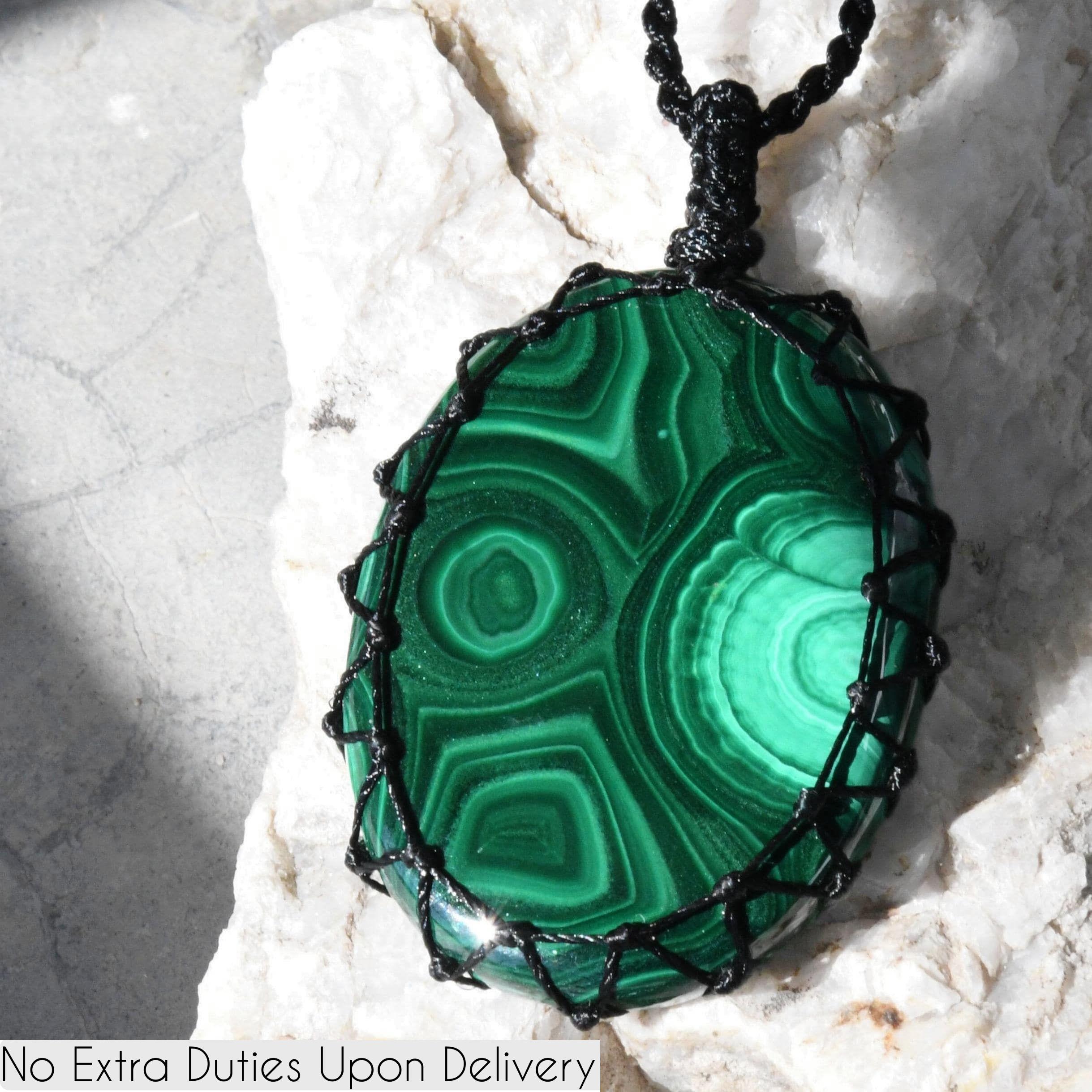 Pendentif En Malachite Pierre Naturelle - Bijou Cadeau Vert, Neuf Avec Étiquettes