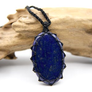 Lapis Lazuli Necklace, Black Cord Necklace with Blue Stone Pendant, Women's/ Men's Boho Necklace, Lapis Jewelry, Spiritual Gift for Birthday