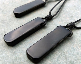 Women's & Men's Onyx Necklace, Healing Gemstone Jewelry, Black Necklace with Black Pendant, Protection Crystal Pendant