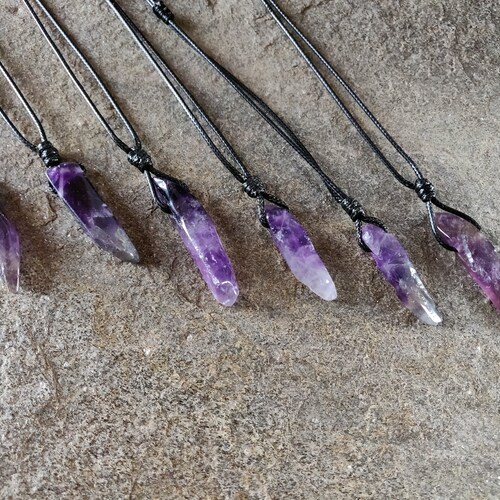 Men's Amethyst Necklace Purple Stone Pendant Anxiety Etsy