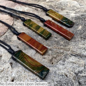 Bloodstone Necklace for Men and Women, Green / Orange Red Stone Necklace, Motivation Energizing & Protection Crystal Jewelry, Spiritual Gift