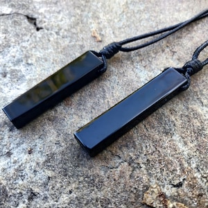 Black Onyx Necklace for Men / Women, Surfer Jewelry, Onyx Pendant with Adjustable Black Necklace Cord, Birthday Gift for Friend
