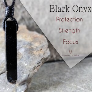 Women's & Men's Onyx Necklace, Healing Gemstone Jewelry, Black Necklace with Black Pendant, Protection Crystal Pendant image 8