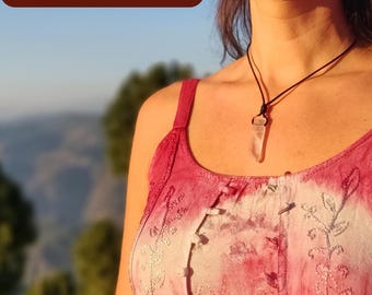 Collar de cristal de cuarzo rosa, joyería de piedra del amor, colgante de piedra preciosa para mujer, regalos románticos para ella.