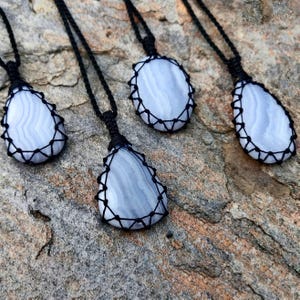 Blue Lace Agate Necklace, Healing Jewelry, Meaningful Gift for Mom, Bohemian Jewelry, Birthday Gift for Her, Blue Gem Stone Necklace