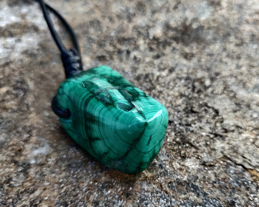 Large Malachite Pendant Necklace for Men / Women Green Stone - Etsy
