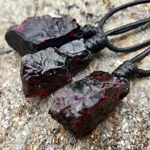 Raw Garnet Pendant, January Birthstone Necklace for Men or Women, Rough Gemstone Pendant, Raw Crystal Necklace, Birthday Gift for Her / Him