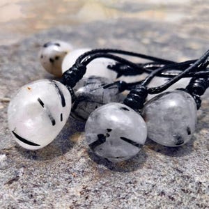 Tourmalated Clear Quartz Crystal Necklace, Tourmalinated Quartz Jewelry, Black Pendant, Spiritual Healing Men Necklace,