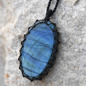 Large Labradorite Pendants, Healing Crystals And Stones Jewelry for Men, Unique Gifts for Boyfriend, Iridescent Necklace